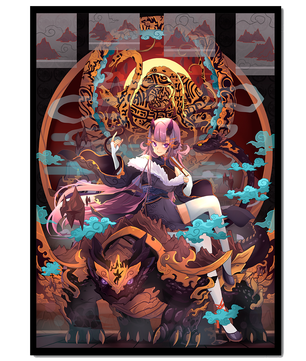 Fantasy character with mythical beast in vibrant illustration