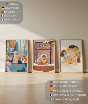 Décorations artistiques chaleureuses pour la maison avec des illustrations d’hiver