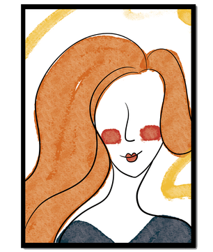 Illustration Of A Woman With Red Hair And Minimalist Features - Mi tienda