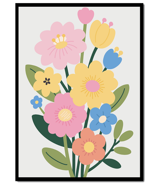Ramo ilustrado de flores coloridas