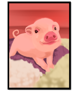 Una encantadora ilustración de un lechón con un fondo cálido