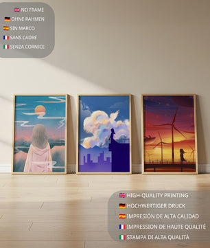 Zeitgenössische Kunst: Minimalistisches Triptychon mit Landschaften
