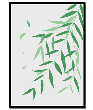 Illustration artistique de feuilles vertes élégantes sur fond noir