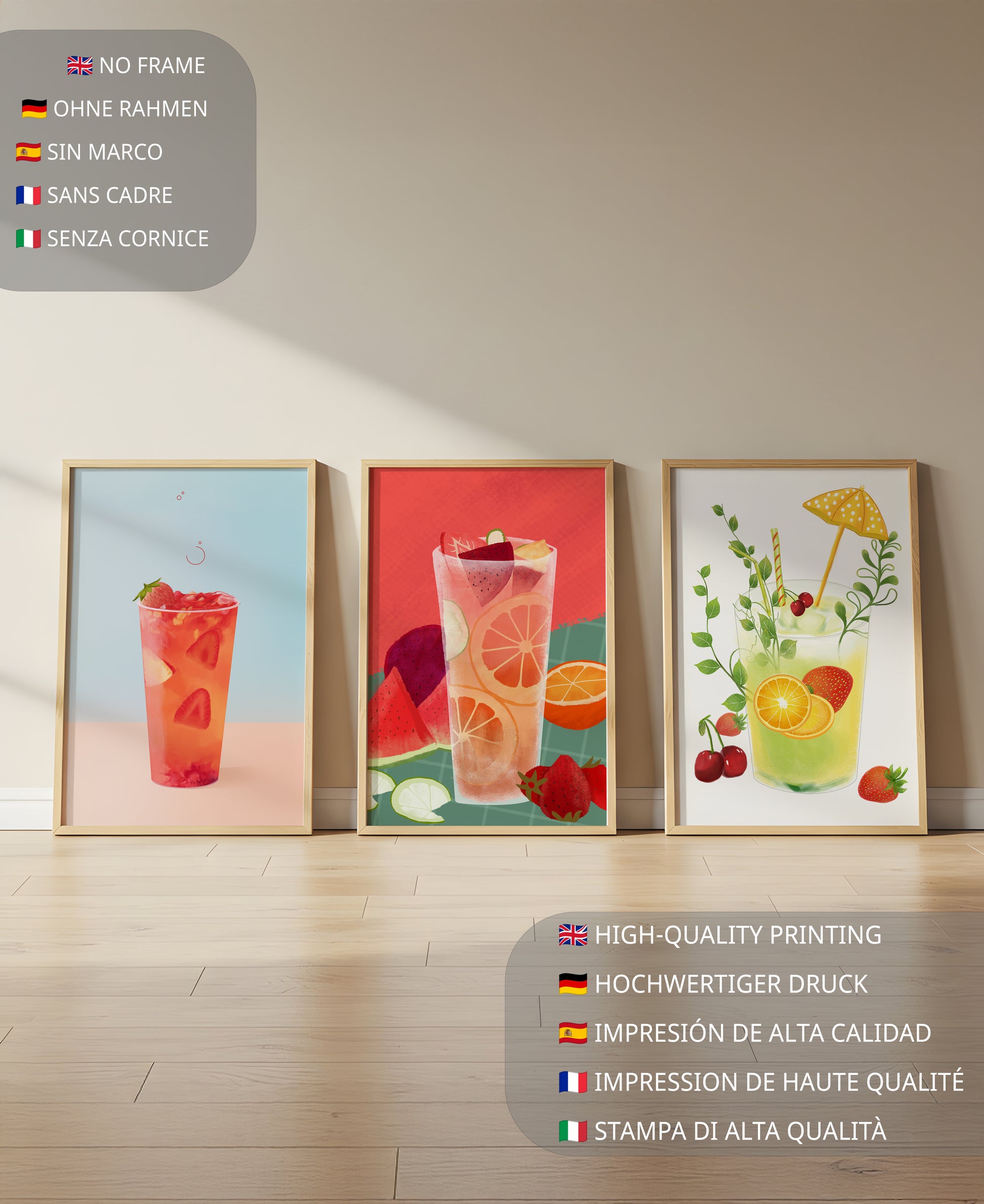 Ensemble d’œuvres d’art avec des boissons rafraîchissantes
