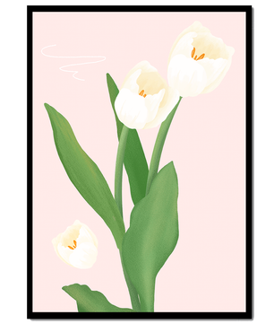 Elegant white tulips illustration on pastel background