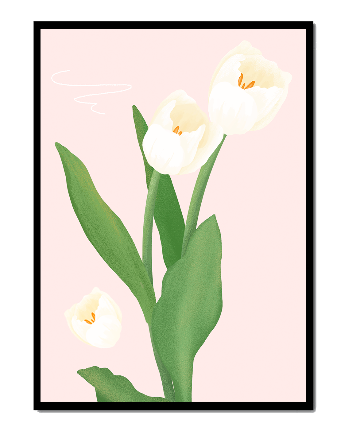 Elegant white tulips illustration on pastel background