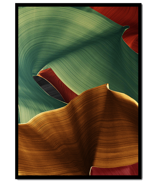 Composición abstracta con texturas fluidas en verde y dorado