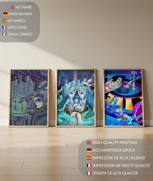 Impressions futuristes en art numérique sans cadre