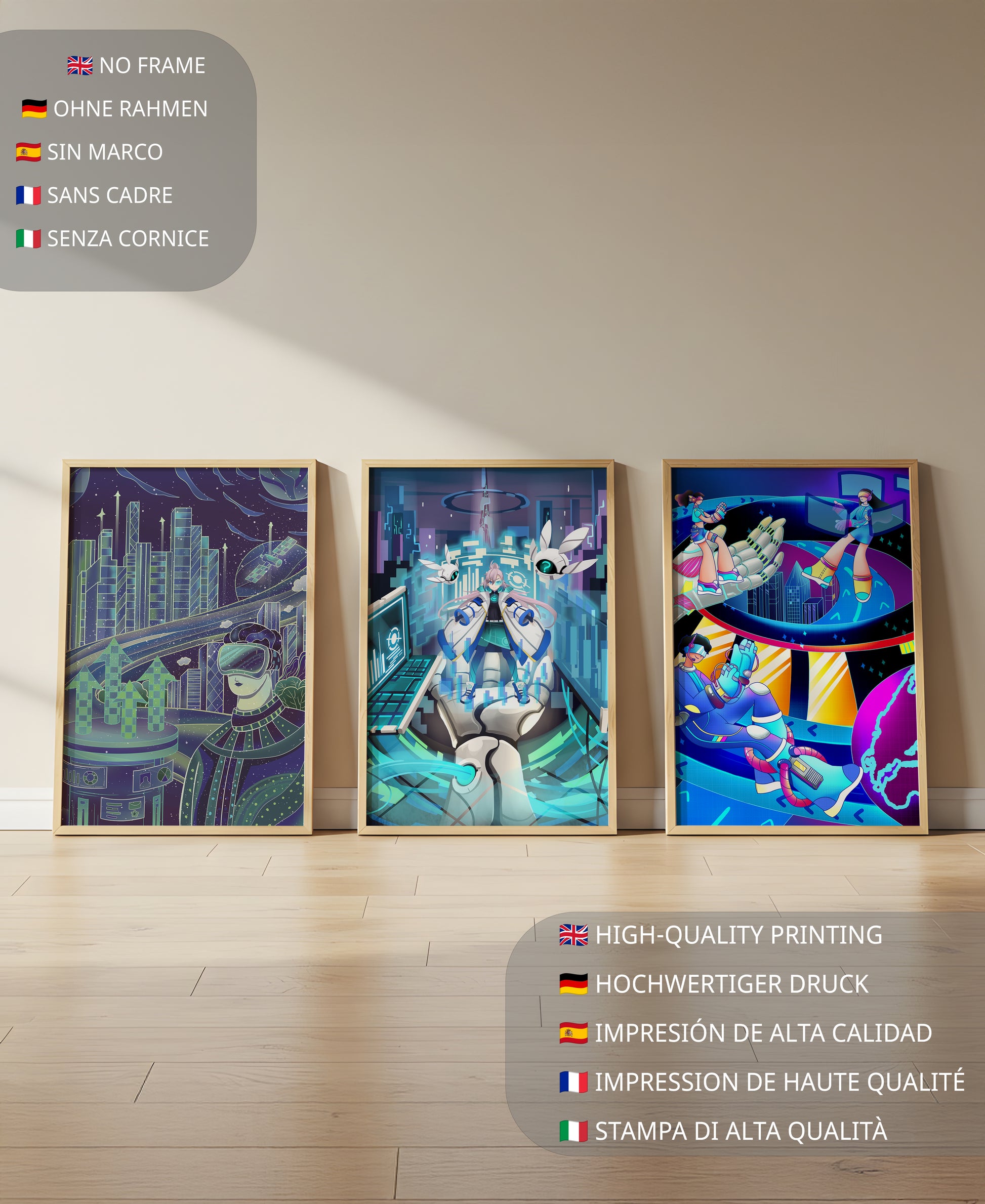 Impresiones Futuristas en Arte Digital Sin Marco