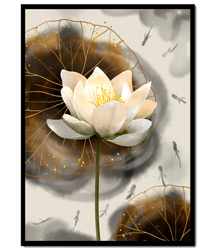 Illustration of a lotus flower with golden accents