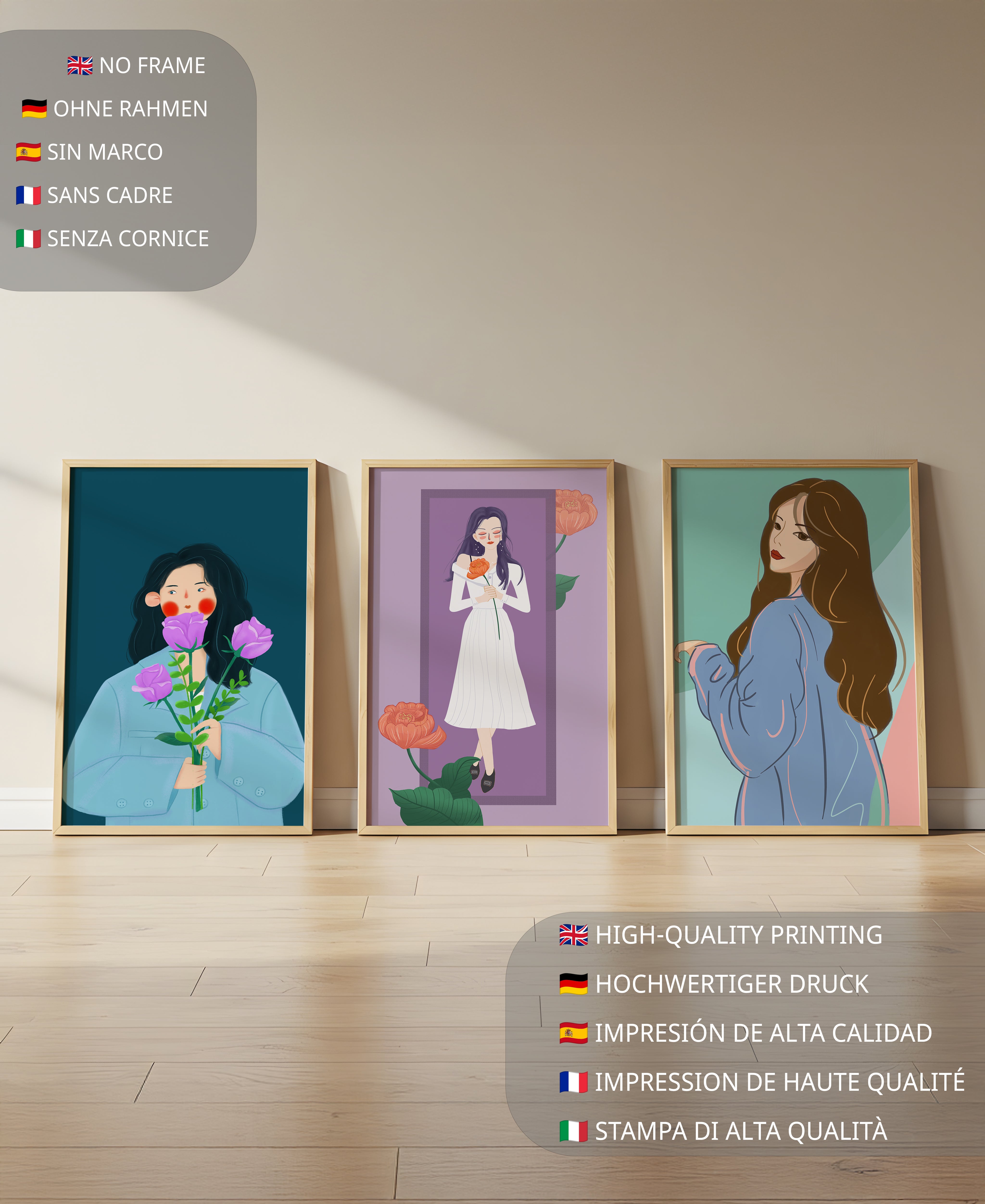 Ilustraciones Modernas De Mujeres Con Flores