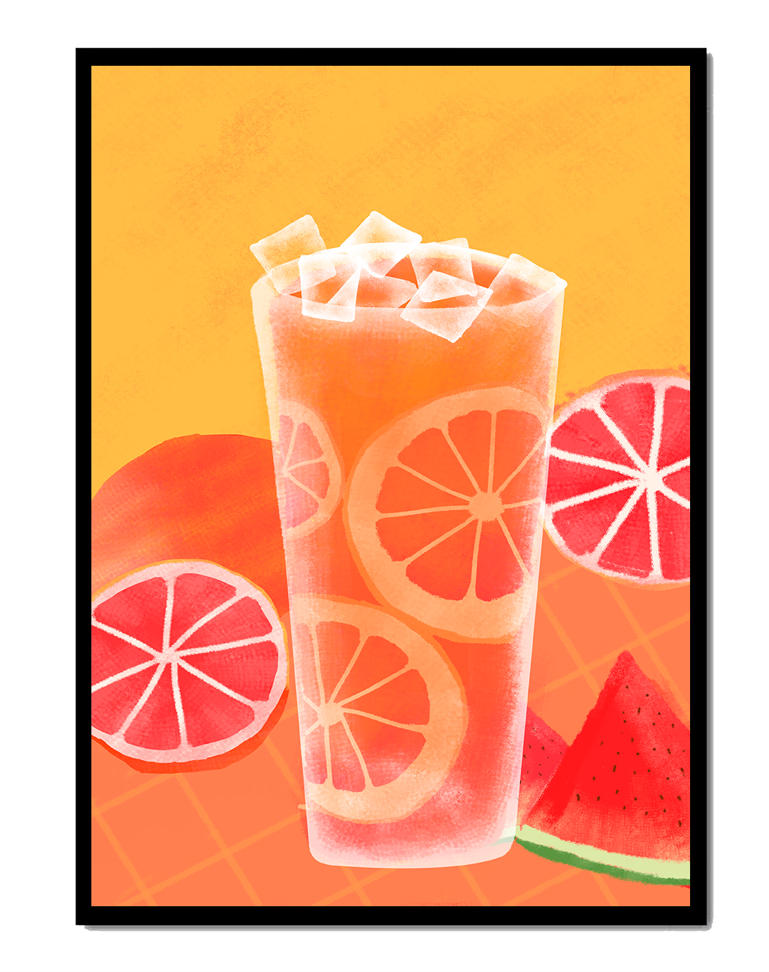 Erfrischender Sommerfruchtcocktail mit Zitrusfrüchten und Wassermelone