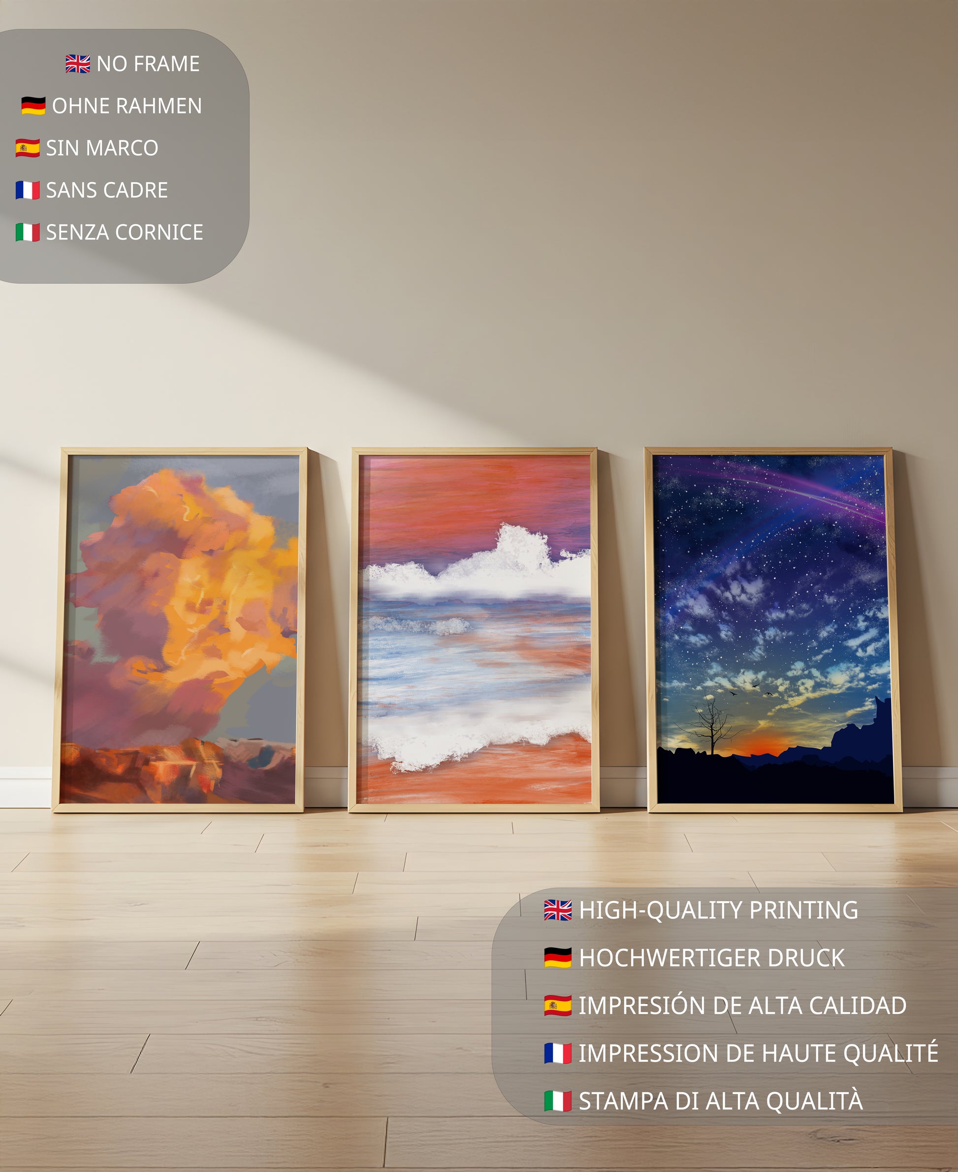 Pinturas Abstractas De Cielo Y Paisaje Sin Marco