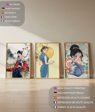 Impresiones Artísticas de Mujeres en Estilo Tradicional Asiático