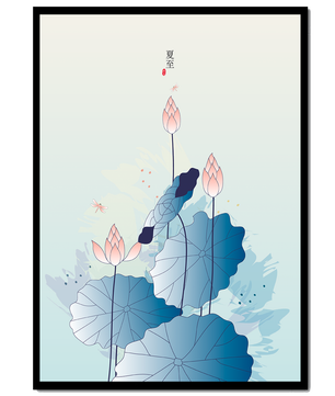 Lotus flower and dragonflies in elegant pastel illustration