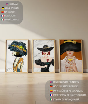 Impression artistique de mode avec éléments dorés