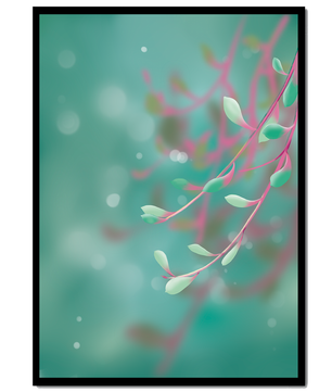 Diseño abstracto sereno con hojas pastel y fondo borroso