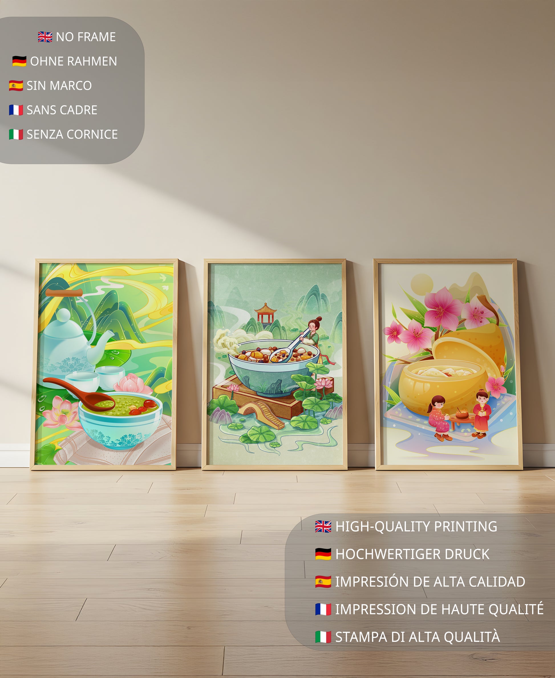 Imágenes Artísticas de Comida Tradicional con Motivos Culturales