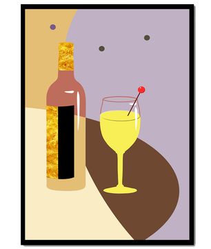 Minimalist Still Life with Wine Bottle and Glass in Soft Tones - Mi tienda
