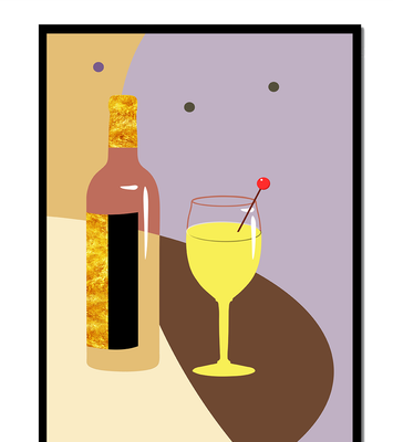 Minimalist Still Life with Wine Bottle and Glass in Soft Tones