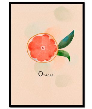 Watercolor Illustration of Orange Slice with Leaves on Pastel Background - Mi tienda