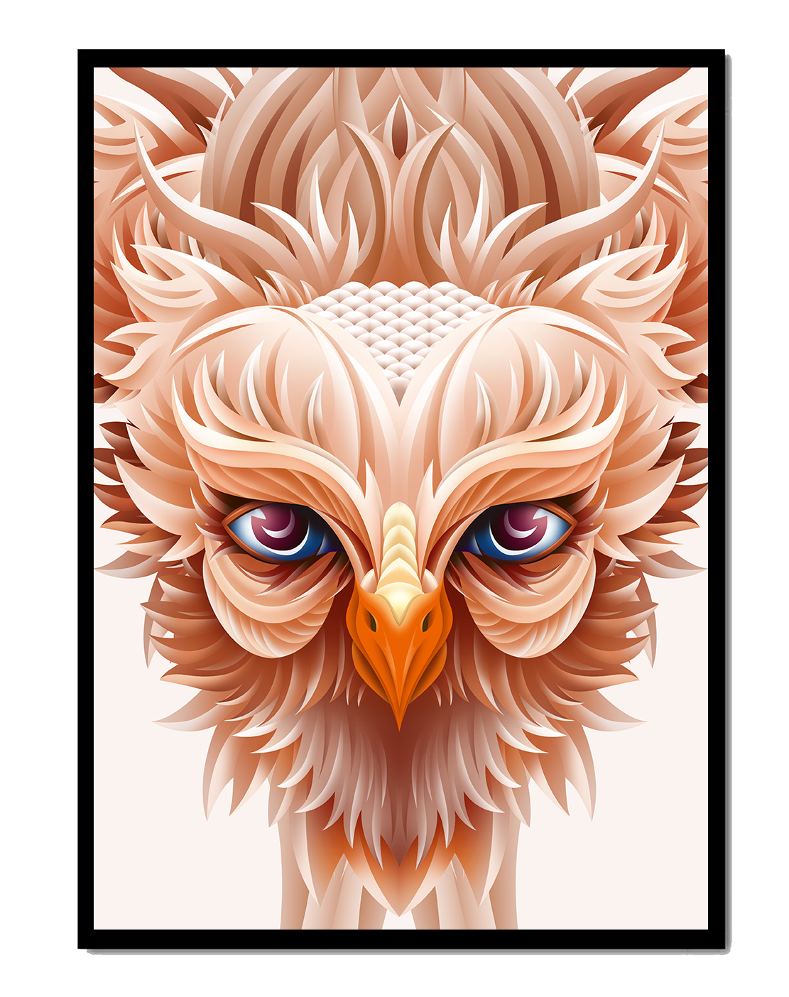 Detailed Abstract Illustration of an Owl with Intricate Feather Patterns