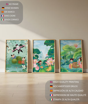 Kunstdrucke im asiatischen Stil mit Naturmotiven