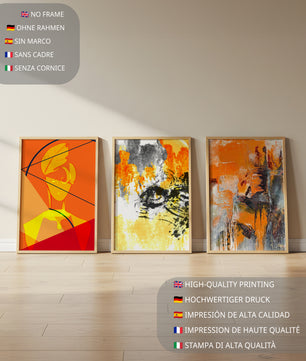 Peintures abstraites modernes dans des tons orangés