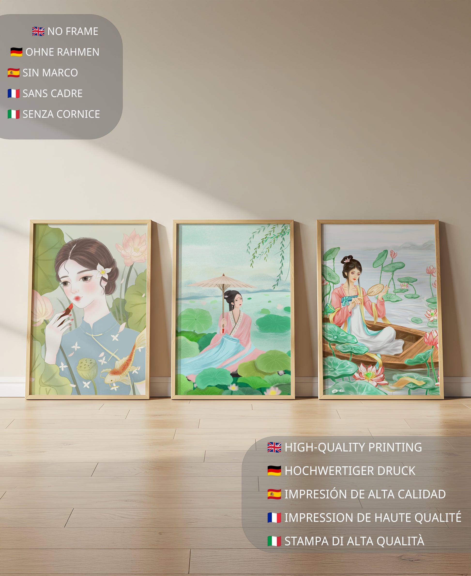 Conjunto de Ilustraciones Orientales Sin Marco