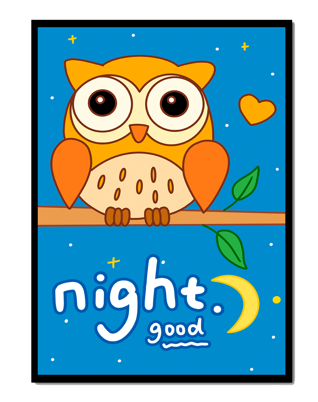 Colorful owl illustration with night theme and positive message