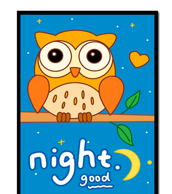 Colorful owl illustration with night theme and positive message