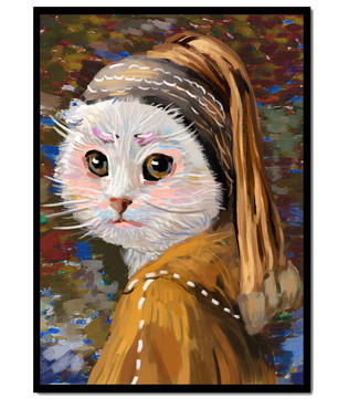 Retrato caprichoso de un gato en estilo clásico con pinceladas detalladas