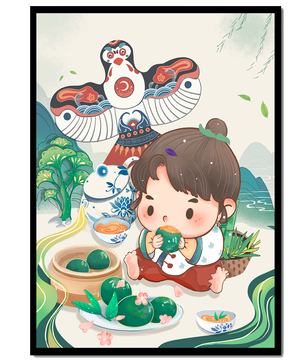 Charmante illustration d’un enfant savourant un plat traditionnel