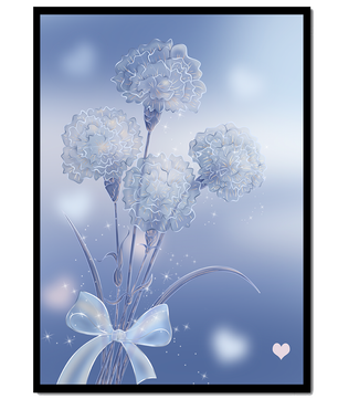 Carnations With Sparkles And Ribbon On Blue Background - Mi tienda