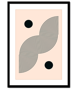 Abstract Minimalist Art with Black Wavy Lines and Circles - Mi tienda