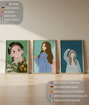 Impresiones artísticas de retratos femeninos en estilo moderno