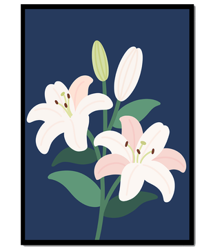 Elegante Lilien auf dunklem Blau