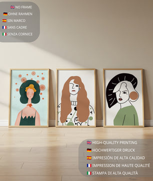 Obras Modernas de Arte con Figuras Femeninas y Coloridos Abstractos