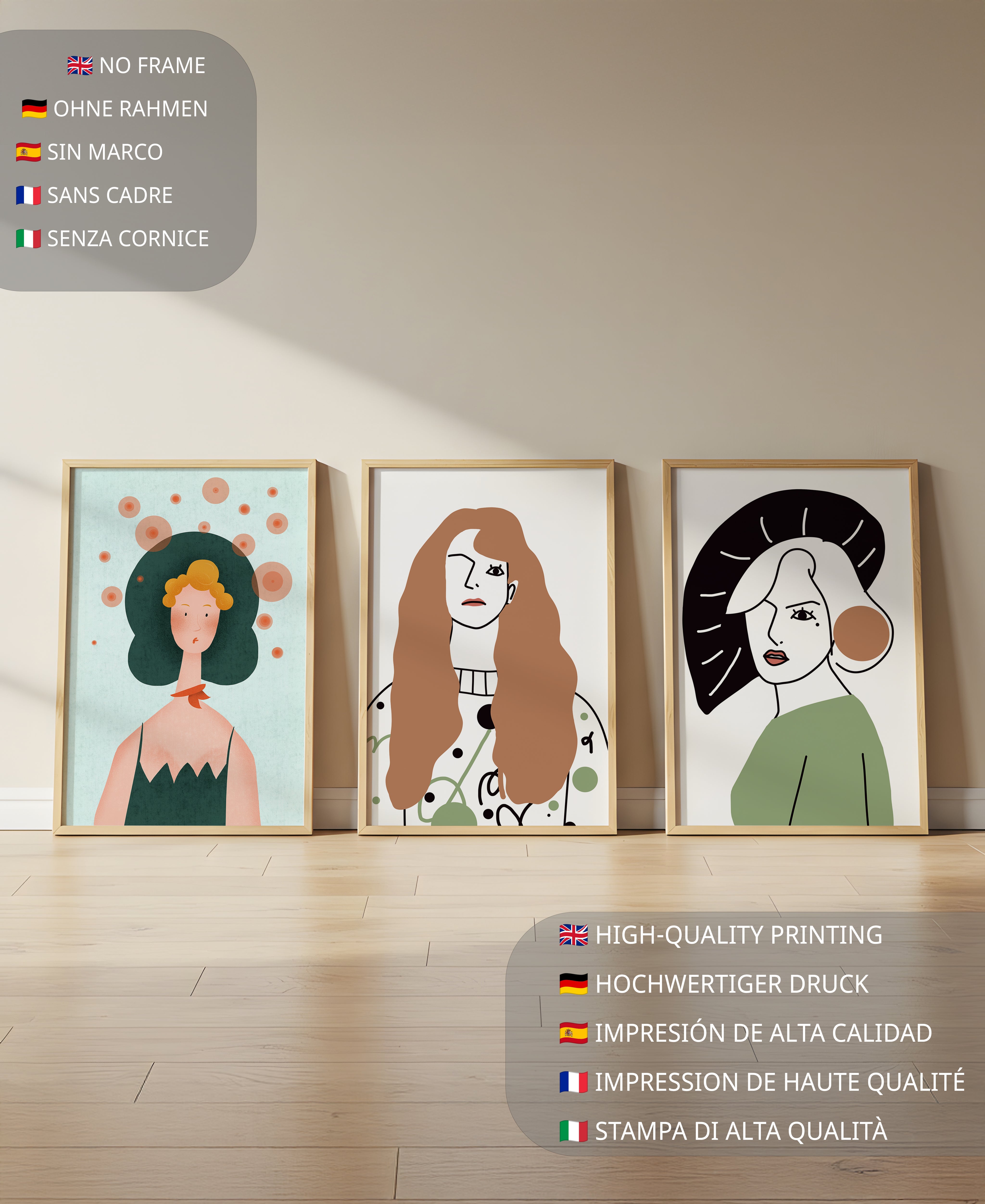 Obras Modernas de Arte con Figuras Femeninas y Coloridos Abstractos