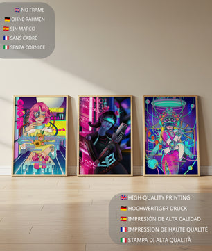 Ensemble d'affiches avec art de style cybernétique