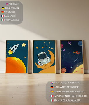 Ensemble d’images d’espace avec astronaute et fusée