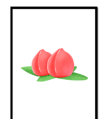 Realistic illustration of juicy peaches with green leaves