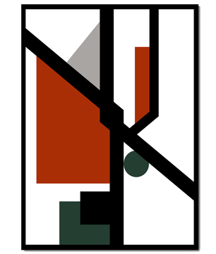 Colorful geometric abstract art with bold black lines