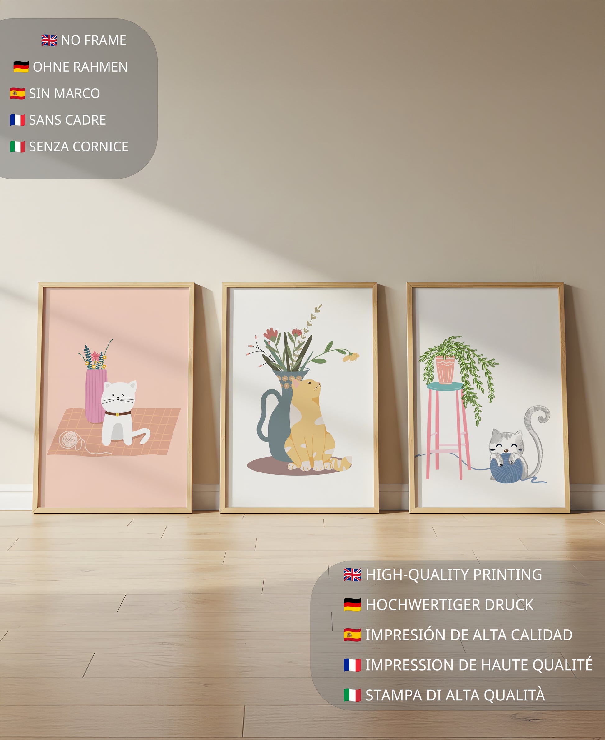 Imágenes Decorativas de Gatos y Plantas en Interiores Modernos