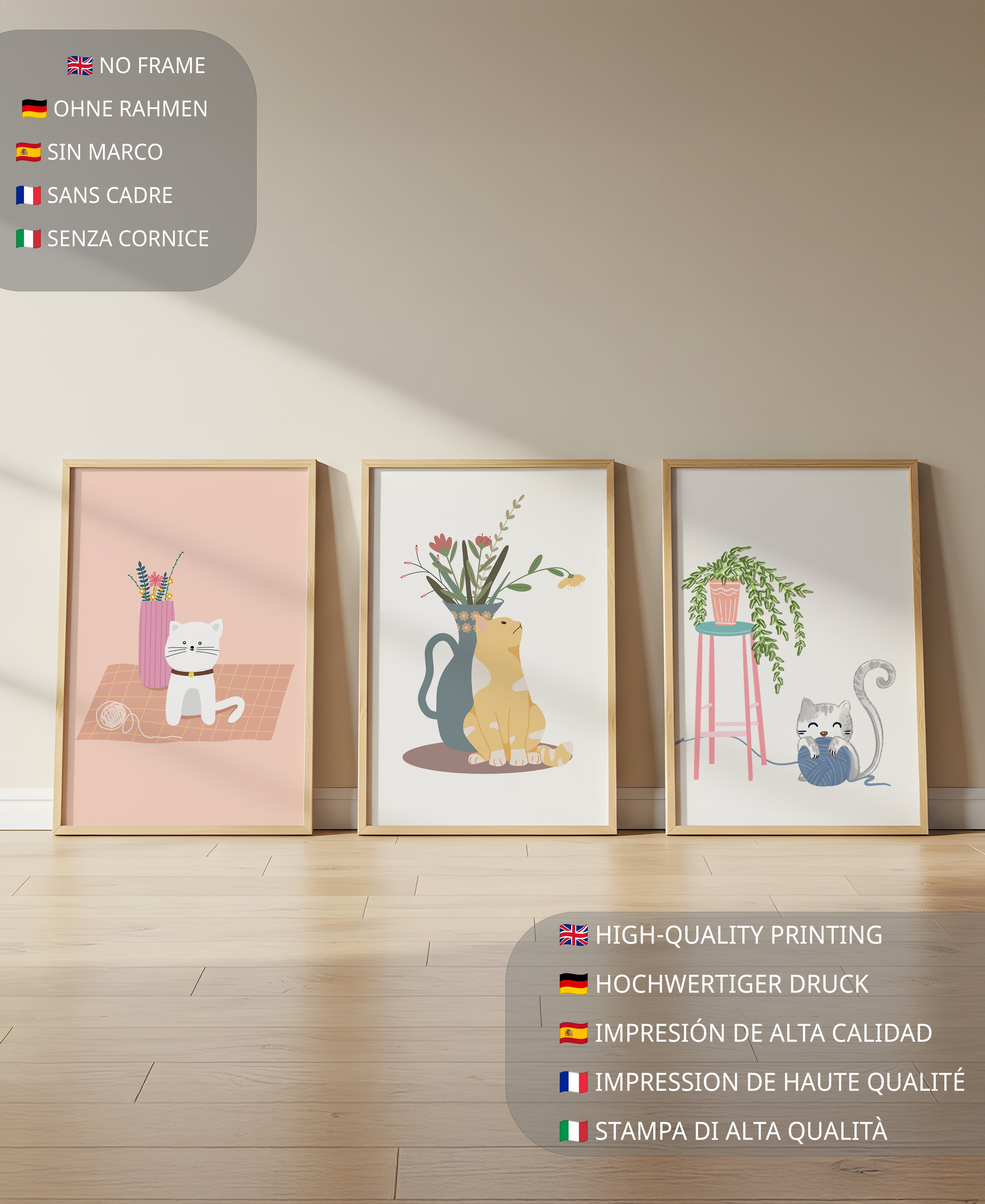 Imágenes Decorativas de Gatos y Plantas en Interiores Modernos