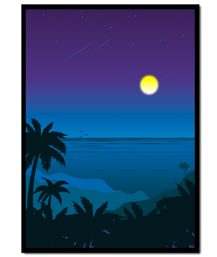 Serene Tropical Night Scene With Palm Trees and Moonlit Ocean - Mi tienda