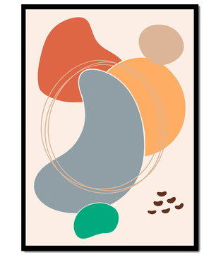Abstract geometric art with colorful organic shapes and lines