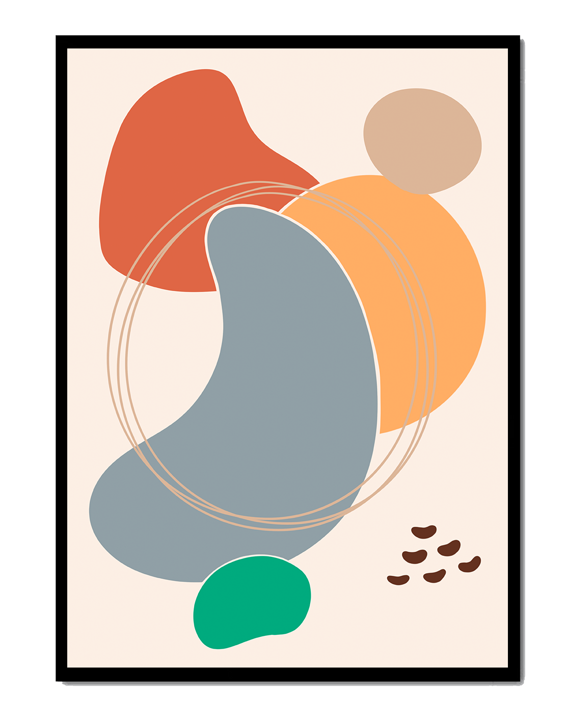 Abstract geometric art with colorful organic shapes and lines