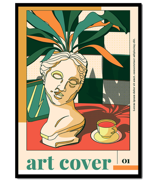 Abstract Art with Bust and Coffee Cup