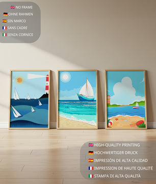 Ensemble d’illustrations nautiques au style minimaliste